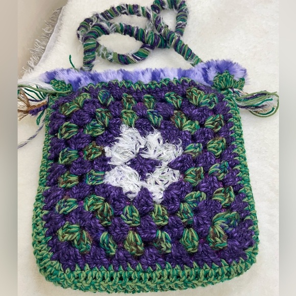 Handcrafted Green and Purple Crochet Bag - Picture 5 of 12